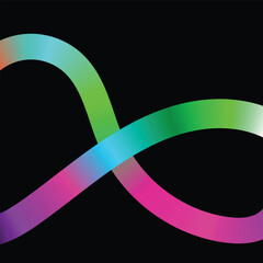 Glowing Rainbow Infinity Symbol on Black Background Futuristic Abstract Figure Eight Loop Backdrop