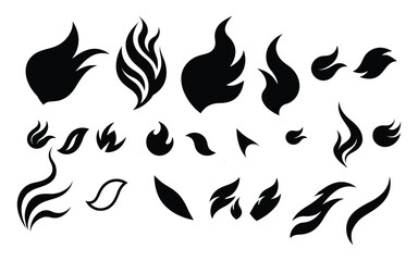 vector set of fire flames on white background