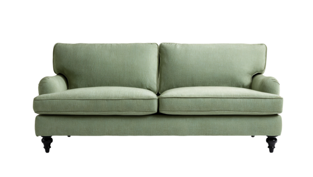 Green cushioned sofa isolated on transparent background - Powered by Adobe