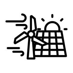 Renewable Energy Vector Line Icon Design