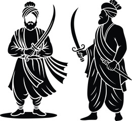 Guru Gobind Singh Jayanti silhouette vector