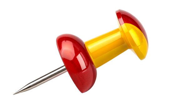 Red and Yellow Pushpin on White Surface