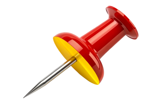 Red and Yellow Pushpin with Metal Needle
