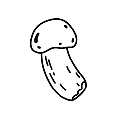 Cute mushroom isolated on a white background. Vector hand-drawn illustration in doodle style. Perfect for decorations, logo, autumn and forest themes, various designs