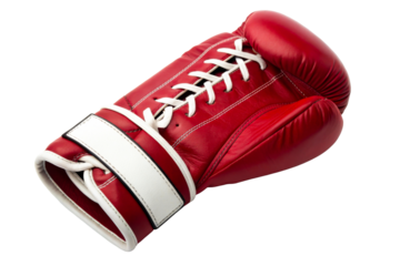Red Leather Boxing Glove With White Laces