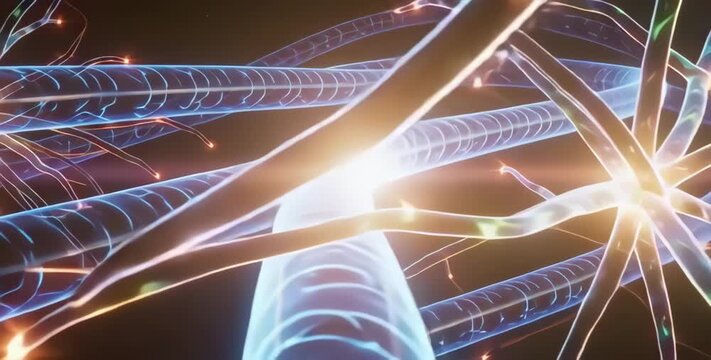 Abstract luminous tunnels of energy representing large-scale AI processing