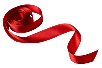 Red ribbon swirl on white background