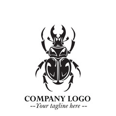 Beetle Logo Symbol in Black on the White Background with Simple Modern Insect Design