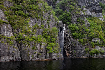 Western Brook Pond Lakefront Waterfall