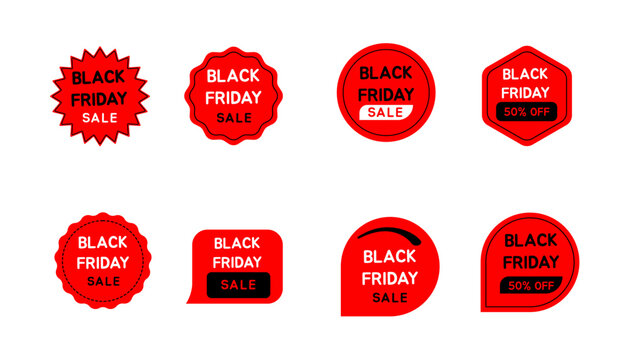 Black Friday Sale badges and labels. Retro vintage sale quality tags, labels, sale banner promotions, special offer, discount and sticker design. Vector illustration - Powered by Adobe