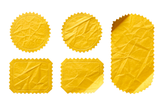 Collection of Five Textured Yellow Paper Shapes
