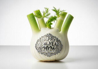 Fennel New Year: 2026 Greetings on Elegant Bulb with Silver Frame