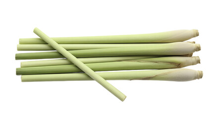 Fresh Lemongrass Stems on Light Green Surface for Herbal Design
