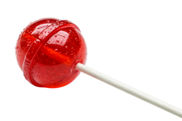 Translucent Red Round Lollipop with Water Droplets
