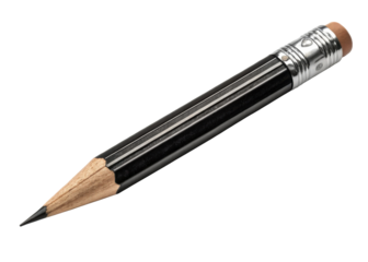 Sharpened Black Pencil with Eraser and Metal Ferrule