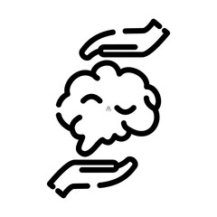 Mental health line icon. Brain illustration.