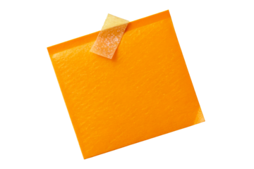 Orange memo paper with transparent tape attached