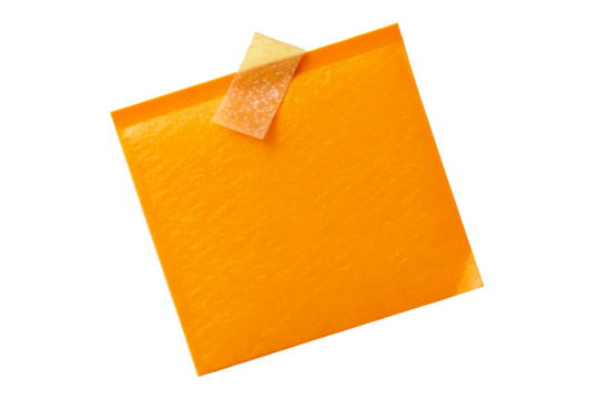 Orange memo paper with transparent tape attached