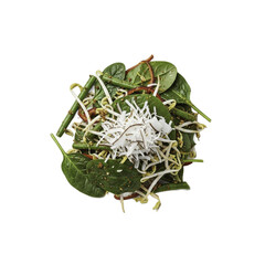 Fresh Salad with Spinach Bean Sprouts and Grated Coconut with Transparent