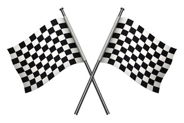 Fototapeta premium Two Crossed Checkered Racing Flags With White Background