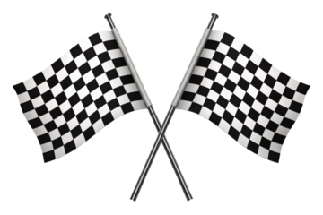 Two Crossed Checkered Racing Flags With White Background