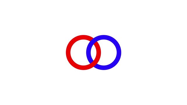 Borromean Rings Sign Animation in White Background 