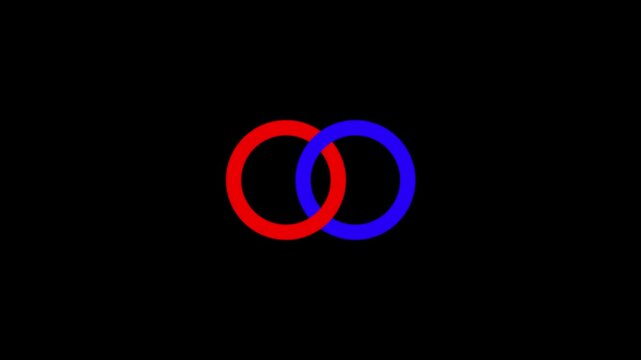 Borromean Rings Sign Animation in Black Background 