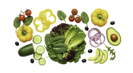 Fresh Vegetable Salad Arrangement with Transparent Background for Healthy