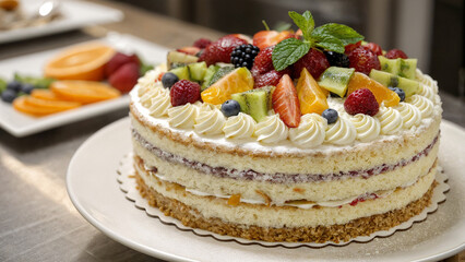 cake with fruits and berries
