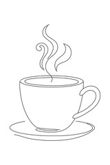 line drawing of a hot coffee