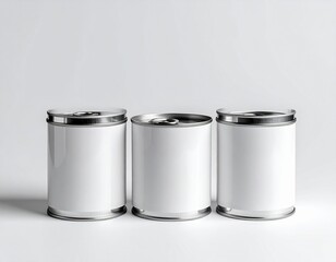 White cylindrical cans on white surface