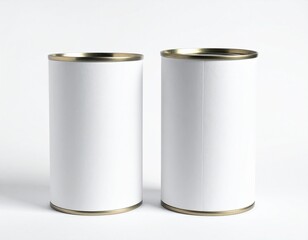 White cylindrical cans on white surface