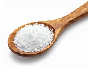 Wooden spoon with coarse salt