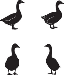 Goose Silhouette Set – Bird Vector Illustrations for Wildlife, Ornithology, and Nature-Themed Design Projects