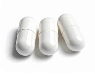 White capsules isolated on white background