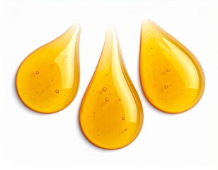 Golden liquid drops with transparent background