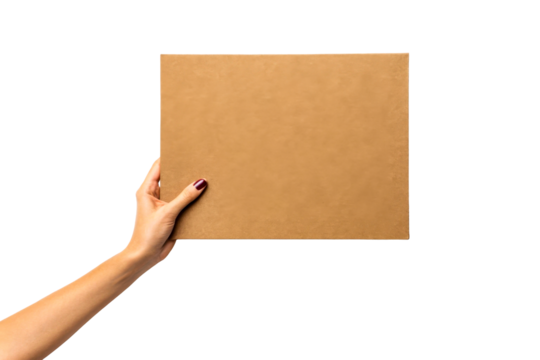 Woman's hand holding square craft paper box