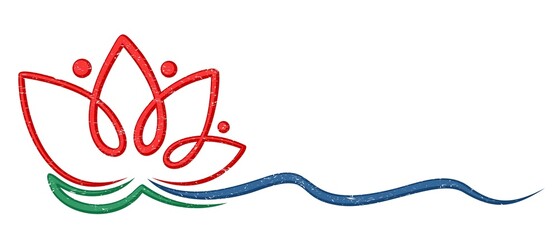 The symbol of red water lily with wave.
