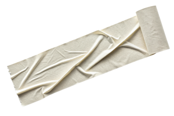 Loose roll of beige fabric tape with textured surface