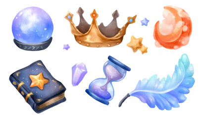 Enchanted Items for Fantasy Themes with Isolated Transparent Background Elements