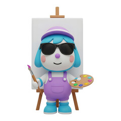 Cute 3D Character Artist Ready To Paint Masterpiece