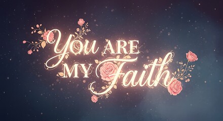 Inspirational message with elegant floral design and glowing background displaying the phrase 'You Are My Faith' in stylish script font