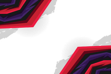 Modern Red and Purple Geometric Frame with Halftone Dots and White Background