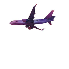 Airplane purple gradient on transparent background