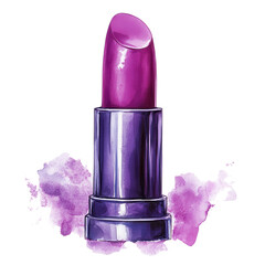 Purple lipstick artwork on transparent background