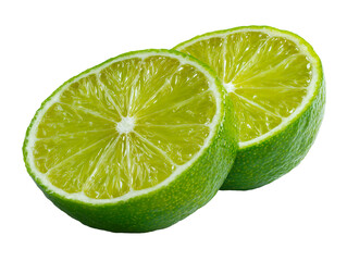 Fresh lime fruit cut isolated on transparent background