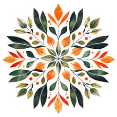 Floral watercolor design on transparent background