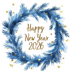 New year wreath design on transparent background