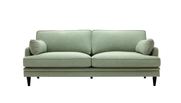 Green sofa furniture isolated on transparent background
