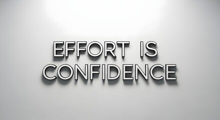 A motivational wall art displaying the phrase 'Effort is Confidence' in bold, three-dimensional letters on a plain, light-colored background